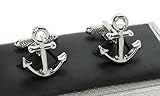 Schiffe Anker Nautische Manschettenknöpfe - Silberfarben In Onyx Kunst Manschettenknopf Box -