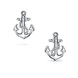Bling Jewelry Rhodium überzogene Weinlese Herren Wasser vorrätig Anchor Manschettenknöpfe Set -