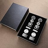 YADOCA 6 Paar Classic Manschettenknöpfe Herren Silber Hochzeit Festival Geburtstag Geschenk mit Box - 5