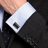 Mr.Van Manschettenknöpfe Herren, Handcrafted Kohlefaser Schwarz Cufflinks für Hemd Hochzeit Festival Geburtstag Geschenk Tanzparty (Manschettenknöpfe) - 2