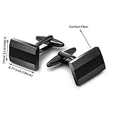 Mr.Van Manschettenknöpfe Herren, Handcrafted Kohlefaser Schwarz Cufflinks für Hemd Hochzeit Festival Geburtstag Geschenk Tanzparty (Manschettenknöpfe) - 3
