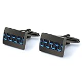 Manschettenknöpfe Herren, Handcrafted Kohlefaser Schwarz Cufflinks für Hemd Hochzeit Festival Geburtstag Geschenk Tanzparty - 3