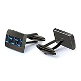 Manschettenknöpfe Herren, Handcrafted Kohlefaser Schwarz Cufflinks für Hemd Hochzeit Festival Geburtstag Geschenk Tanzparty - 4