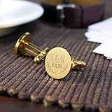 Gravado Runde Manschettenknöpfe aus Gold-Edelstahl mit Blätter Gravur, Personalisiert mit Initialen und Datum, Anzug Accessoires, Herren Schmuck - 5