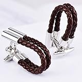 ESCYQ Manschettenknöpfe Herren,Unisex Manschettenknöpfe Aus Braunem Leder Kette Classic Manschettenknöpfe Manschetten Business Hochzeit Bräutigam Accessoires Französische Manschettenknöpfe