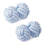 HONEY BEAR 5 Paar Herren/Damen Seide Stoff Knoten Seidenknoten Manschettenknöpfe Set, ideal für Hochzeit Vatertag Weihnachten Geschenk (Runde 9 ohne Box) - 2