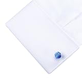 HONEY BEAR 5 Paar Herren/Damen Seide Stoff Knoten Seidenknoten Manschettenknöpfe Set, ideal für Hochzeit Vatertag Weihnachten Geschenk (Runde 9 ohne Box) - 4
