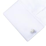 HONEY BEAR 5 Paar Herren/Damen Seide Stoff Knoten Seidenknoten Manschettenknöpfe Set, ideal für Hochzeit Vatertag Weihnachten Geschenk (Runde 9 ohne Box) - 5