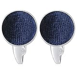 HONEY BEAR Herren Hochzeit Baumwolle Stoff Samt Manschettenknöpfe Cufflinks Edelstahl Manschettenknopf,Runden (Navy blau) - 2