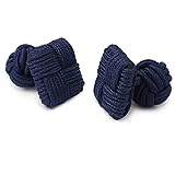 Honey Bear 1 Paar Herren/Damen Seide Stoff Knoten Seidenknoten Platz Manschettenknöpfe für Hemd /Kleid zum (Navy blau)
