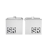 Gravado Eckige Manschettenknöpfe mit Gravur aus Edelstahl und Personalisiert mit Initialen, Anzug Accessoire, Herren Schmuck - 8
