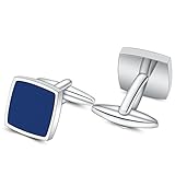 Mr.Van Cufflinks, Blauer Achat Schmuck Business Herren Manschettenknöpfe Set für Hemd Hochzeit Festival Geburtstag Weihnachten Geschenk Tanzparty - 4