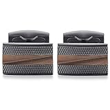 HONEY BEAR Herren Hochzeit Manschettenknöpfe Cufflinks Edelstahl Manschettenknopf (Braun) - 3