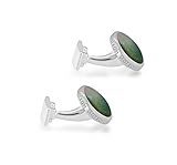 HOXTON LONDON Herren Sterling Silber u. Jade Runde Manschettenknöpfe - 3
