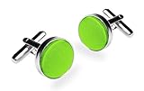 Autiga® Manschettenknöpfe Manschettenknopf Manschette Herren Cufflinks Stoff Seidenkopf neongrün