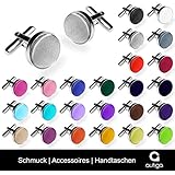 Autiga® Manschettenknöpfe Manschettenknopf Manschette Herren Cufflinks Stoff Seidenkopf neongrün - 2