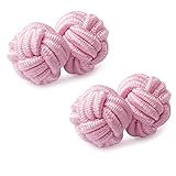 HONEY BEAR 1 Paar Herren/Damen Seide Stoff Knoten Seidenknoten Manschettenknöpfe für Hemd/Kleid zum (Hell-Rosa)