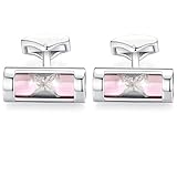 HONEY BEAR Herren Timer Gläser Trichter Sanduhr Manschettenknöpfe Cufflinks Edelstahl Manschettenknopf, Silber (Rosa) - 3