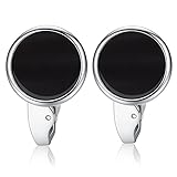 HONEY BEAR Herren Weiß Perle Schale Stein/Schwarz Achat Onyx Manschettenknöpfe Cufflinks Edelstahl Manschettenknopf für Hemd, Hochzeit Geschäft Geschenk (Schwarz) - 2