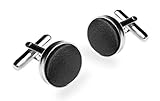 Autiga® Manschettenknöpfe Manschettenknopf Manschette Herren Cufflinks Stoff Seidenkopf schwarz