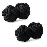 HONEY BEAR 1 Paar Herren/Damen Seide Stoff Knoten Seidenknoten Manschettenknöpfe für Hemd/Kleid zum (schwarz)