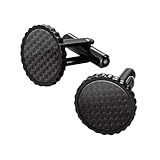 PROSTEEL Herren Runde Kohlefaser Manschettenknöpfe Schwarz Französische Stil Cufflinks Herren Hemd Anzug Zubehör Hochzeit Geburtstag Geschenk für Vater Bräutigam Ehemann