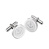 Gravado Runde Manschettenknöpfe aus Gold-Edelstahl mit Anker Gravur, Personalisiert mit Namen und Datum, Anzug Accessoires, Herren Schmuck