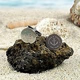 Gravado Runde Manschettenknöpfe aus Gold-Edelstahl mit Anker Gravur, Personalisiert mit Namen und Datum, Anzug Accessoires, Herren Schmuck - 3