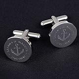 Gravado Runde Manschettenknöpfe aus Gold-Edelstahl mit Anker Gravur, Personalisiert mit Namen und Datum, Anzug Accessoires, Herren Schmuck - 8