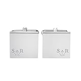 Gravado Eckige Manschettenknöpfe aus Edelstahl mit Anker Gravur und Personalisiert mit Initialen, Inkl. Geschenkbox, Herren Schmuck - 2