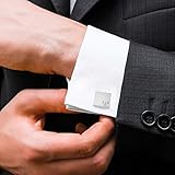 Gravado Eckige Manschettenknöpfe aus Edelstahl mit Anker Gravur und Personalisiert mit Initialen, Inkl. Geschenkbox, Herren Schmuck - 3