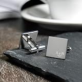 Gravado Eckige Manschettenknöpfe aus Edelstahl mit Anker Gravur und Personalisiert mit Initialen, Inkl. Geschenkbox, Herren Schmuck - 7