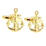 HONEY BEAR nautische Anker Anchors Manschettenknöpfe Cufflinks, Nautical Edelstah für das Geschäft Hochzeit Geschenkl,1 Paar (Gold 1)