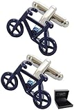 COLLAR AND CUFFS LONDON - HOCHWERTIGE Manschettenknöpfe mit Geschenk Box - Fahrrad - Stilvolle Messing - Blaue Farbe - Radfahren Pedalfahrrad