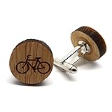 BOBIJOO Jewelry - Paar Manschettenknöpfe aus Holz Natur, Fahrrad, Cyclo Bobo Ecolo-Zubehör Mann
