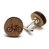 BOBIJOO Jewelry - Paar Manschettenknöpfe aus Holz Natur, Fahrrad, Cyclo Bobo Ecolo-Zubehör Mann