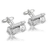 Beydodo Business Hemd ManschettenknöpfeFeuerwehrauto Edelstahl Herren Manschettenknöpfe Hochzeit (Cufflinks) Silber