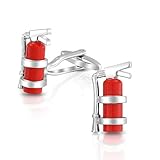 Bling Jewelry Feuerlöscher Rot Emaille Feuerwehrmann Fighter Shirt Manschettenknöpfe Für Herren Scharnier Zurück Edelstahl