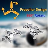 BagTu Flugzeug Propeller Manschettenknöpfe Set, 2 Stück Flugzeug Flugzeuge Fan Blade Manschettenknöpfe mit Geschenkbox - 2