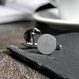 Gravado runde Manschettenknöpfe aus Gold-Edelstahl mit Kompass Gravur, Anzug Accessoire, Inklusive Geschenkbox, Herren Schmuck - 4