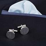 Gravado Runde Manschettenknöpfe aus Edelstahl mit Kompass Gravur und Personalisiert mit Initialen, Inkl. Geschenkbox, Herren Schmuck - 7