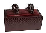 magdalena r. Totenkopf Manschettenknöpfe braunschwarz Ornamentik Stil + roter Exklusivbox - 2