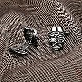Bishilin Edelstahl Manschettenknöpfe Hochzeit Herren Totenkopf mit Hut Manschettenknöpfen Hemd Silber - 4