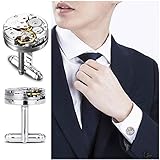 DECARETA Manschettenknöpfe Handgemachtes Cufflinks Herren Manschetten Knöpfe Zahnräder Uhrwerk Mechanisches Herrenhemd Dekoration Geschenk der Männer-ein Paar - 4