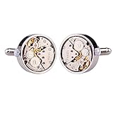 Watch Movement Herren Manschettenknöpfe Cufflinks Steampunk Uhrwerk Uhr Bewegung Edelstahl Silber