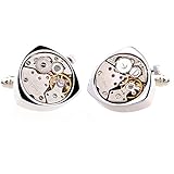 Honey Bear Silber Herren Manschettenknöpfe Cufflinks Steampunk Uhrwerk Bewegung beweglich Edelstahl 1 Paar