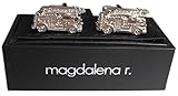 Manschettenknöpfe Feuerwehr Fahrzeug silberfarben glänzend inkl. Geschenkbox ideales Geschenk für den Feuerwehrmann:) - 