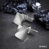 STERLL Manschettenknöpfe aus massivem 925 Silber in einer Schmuckbox. Ideal als Geschenk für Mann oder Freund - 